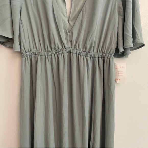Show Me Your MuMu Emily Empire Maxi Dress in Silver Sage Crisp Size Medium NWT - Picture 6 of 10